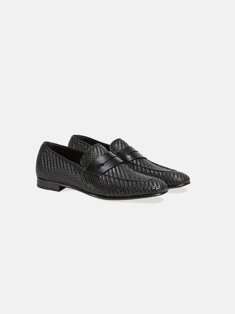 Zegna Black Pelletessuta™ L'Asola Moccasin