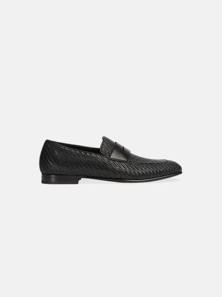Zegna Black Pelletessuta™ L'Asola Moccasin