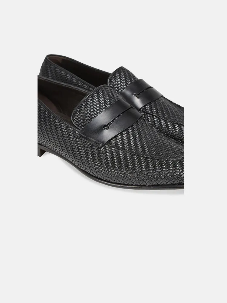 Zegna Black Pelletessuta™ L'Asola Moccasin