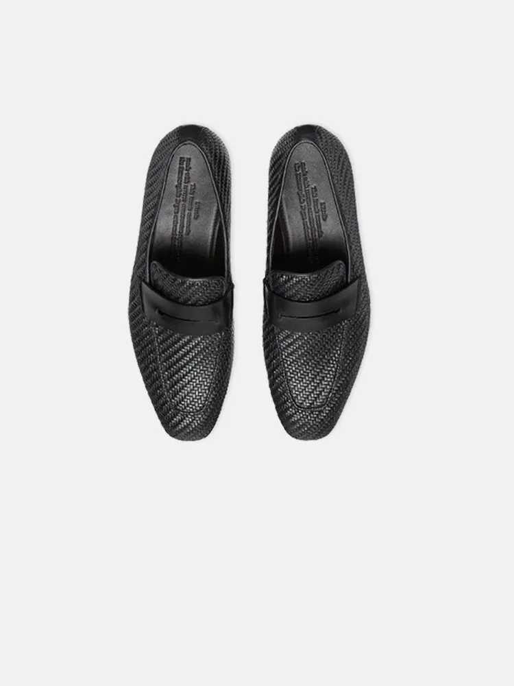 Zegna Black Pelletessuta™ L'Asola Moccasin