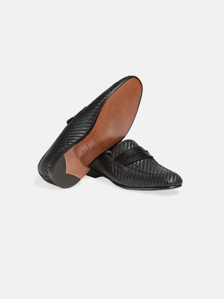 Zegna Black Pelletessuta™ L'Asola Moccasin